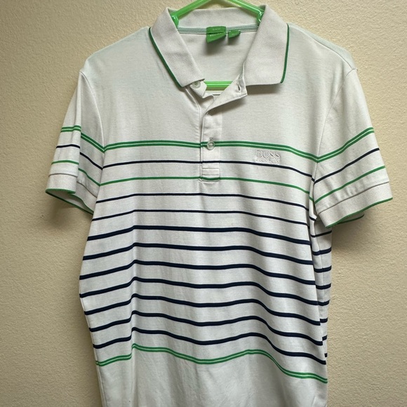 Boss Other - Boss White and Green Polo Shirt with Stripes